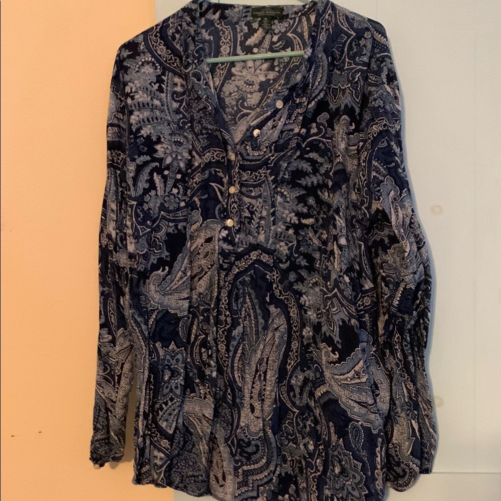 LRL RALPH LAUREN Paisley Print Blue Women's Top 3X
